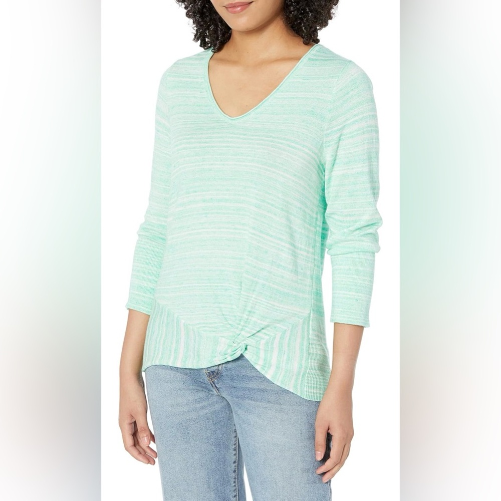 NIC + ZOE Spacedye Vital Twist Sweater in Green Mix, Size XXL EUC